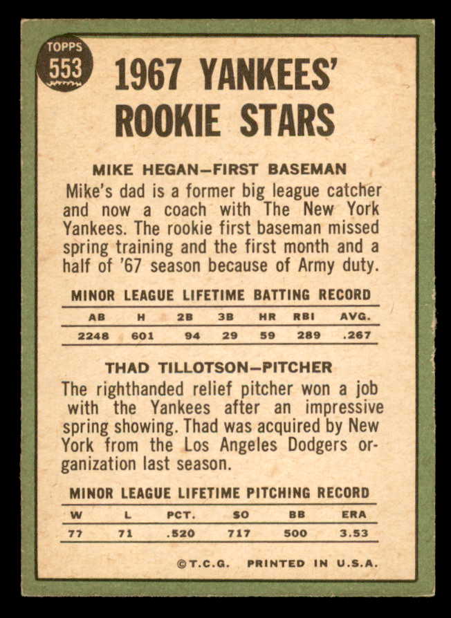 1967 Topps Baseball #553 Mike Hegan Yankees EX-MT 566007