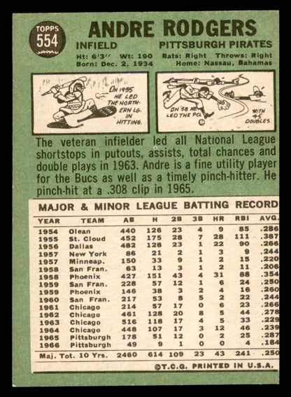 1967 Topps Baseball #554 Andre Rodgers Pirates VG-EX 566011