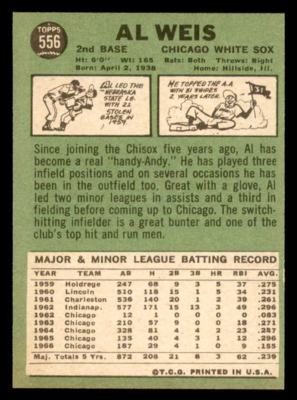 1967 Topps Baseball #556 Al Weis White Sox NR-MT 566015