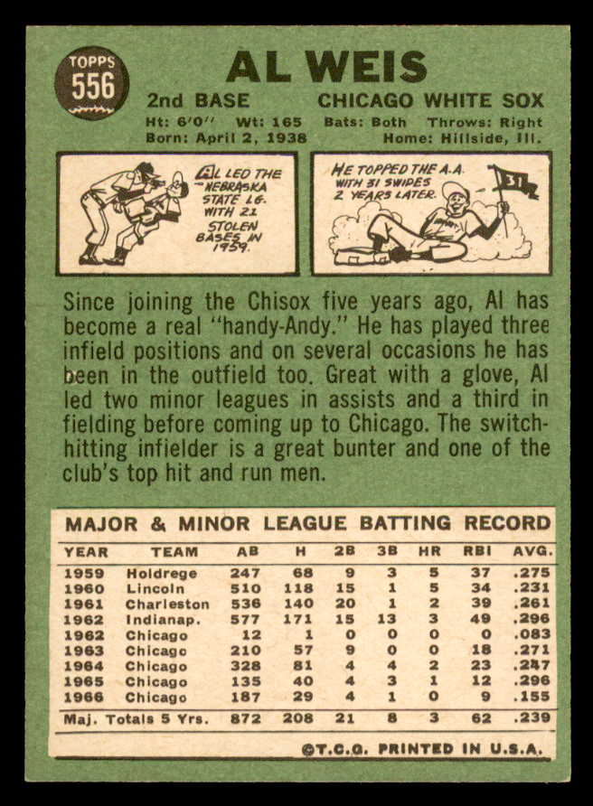 1967 Topps Baseball #556 Al Weis White Sox NR-MT 566016