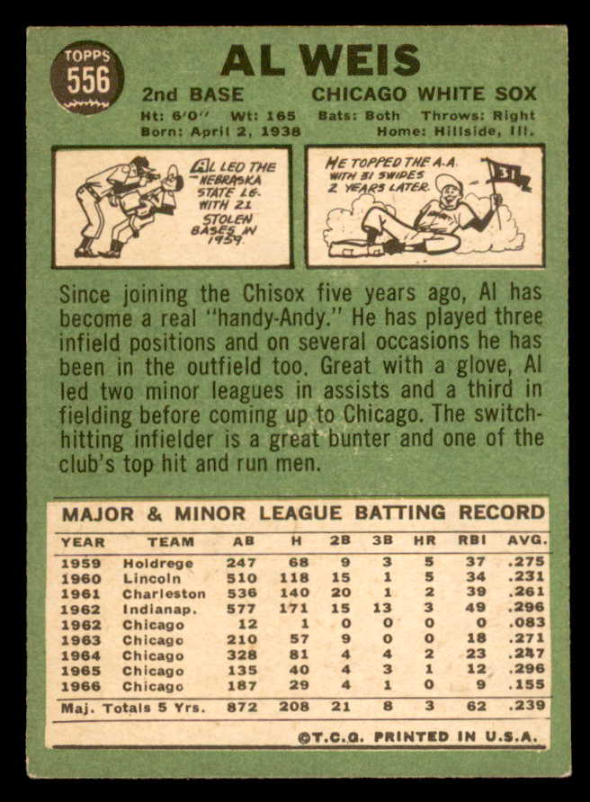 1967 Topps Baseball #556 Al Weis White Sox VG-EX 566017