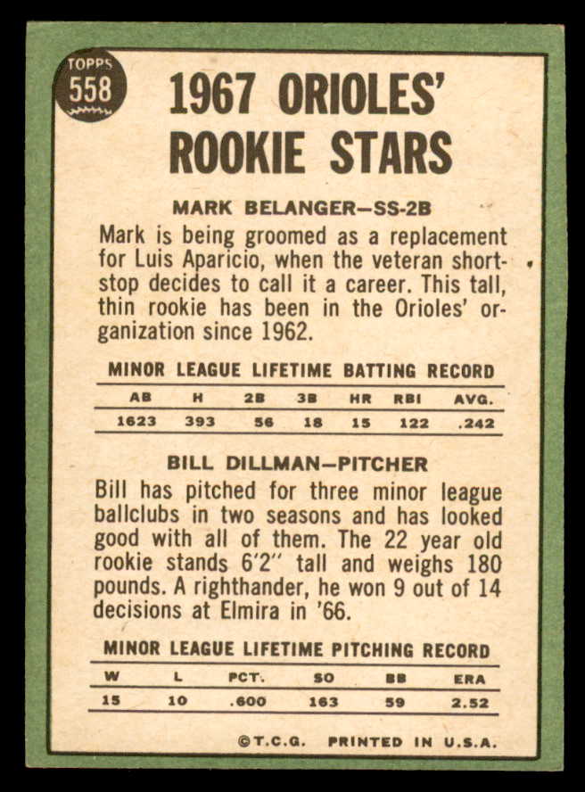 1967 Topps Baseball #558 Mark Belanger Orioles EX-MT 566021