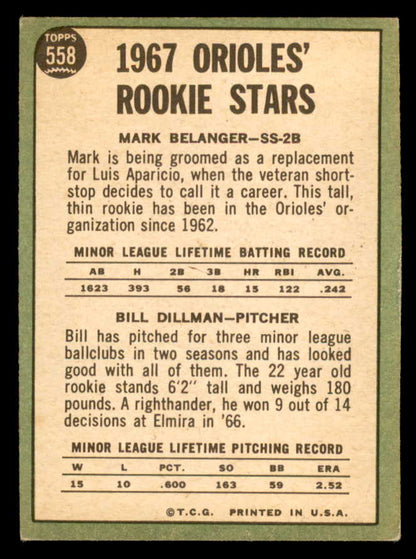 1967 Topps Baseball #558 Mark Belanger Orioles EX 566022