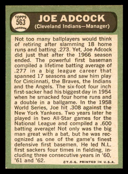 1967 Topps Baseball #563 Joe Adcock Indians NR-MT 566033