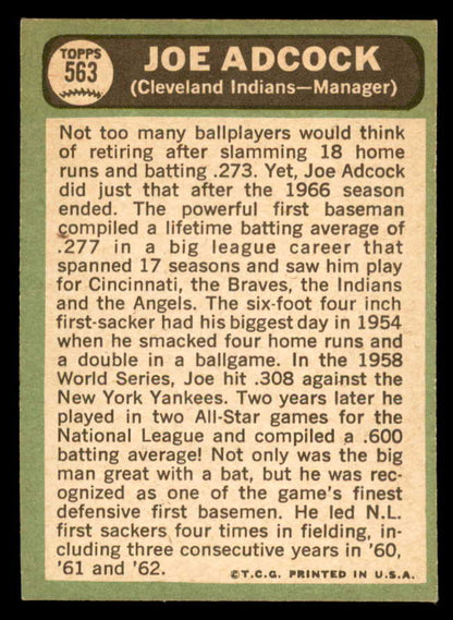 1967 Topps Baseball #563 Joe Adcock Indians EX-MT 566034