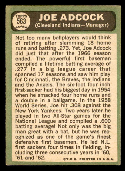 1967 Topps Baseball #563 Joe Adcock Indians VG-EX 566035