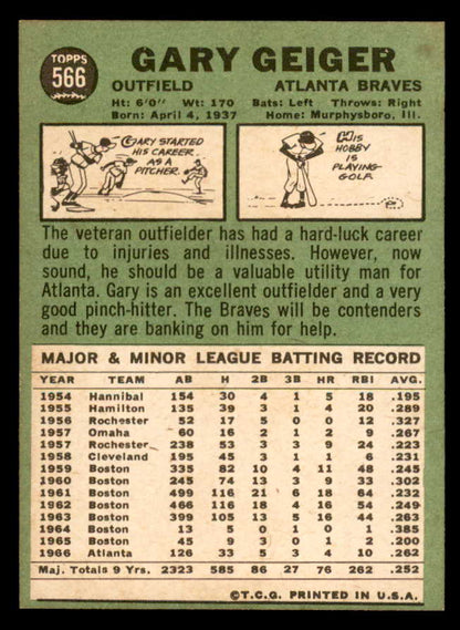 1967 Topps Baseball #566 Gary Geiger Braves EX-MT 566042
