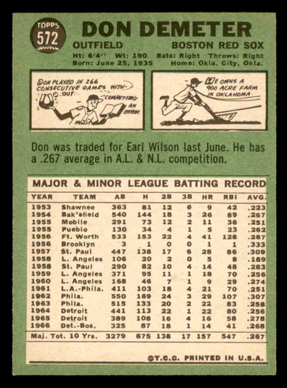 1967 Topps Baseball #572 Don Demeter Red Sox EX-MT 566056