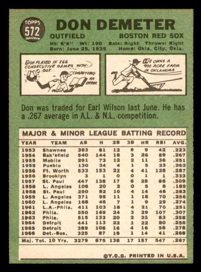 1967 Topps Baseball #572 Don Demeter Red Sox EX-MT 566058