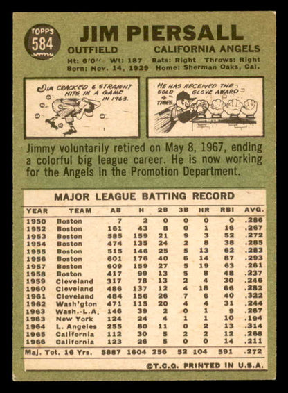 1967 Topps Baseball #584 Jim Piersall Angels EX+/EX-MT 566086