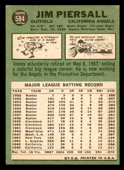 1967 Topps Baseball #584 Jim Piersall Angels EX 566087