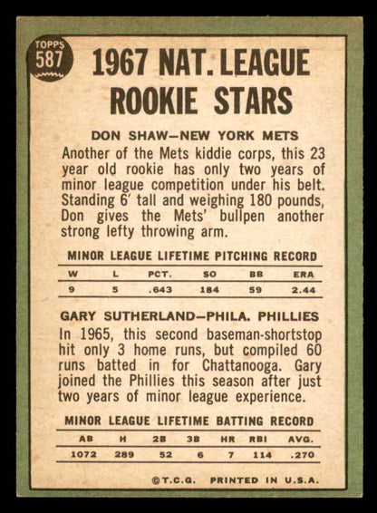 1967 Topps Baseball #587 Don Shaw Mets EX-MT 566094