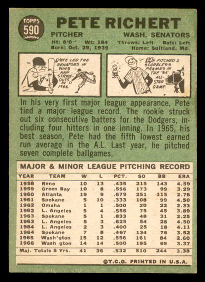 1967 Topps Baseball #590 Pete Rickert Senators NR-MT 566103