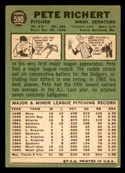 1967 Topps Baseball #590 Pete Rickert Senators VG-EX 566105