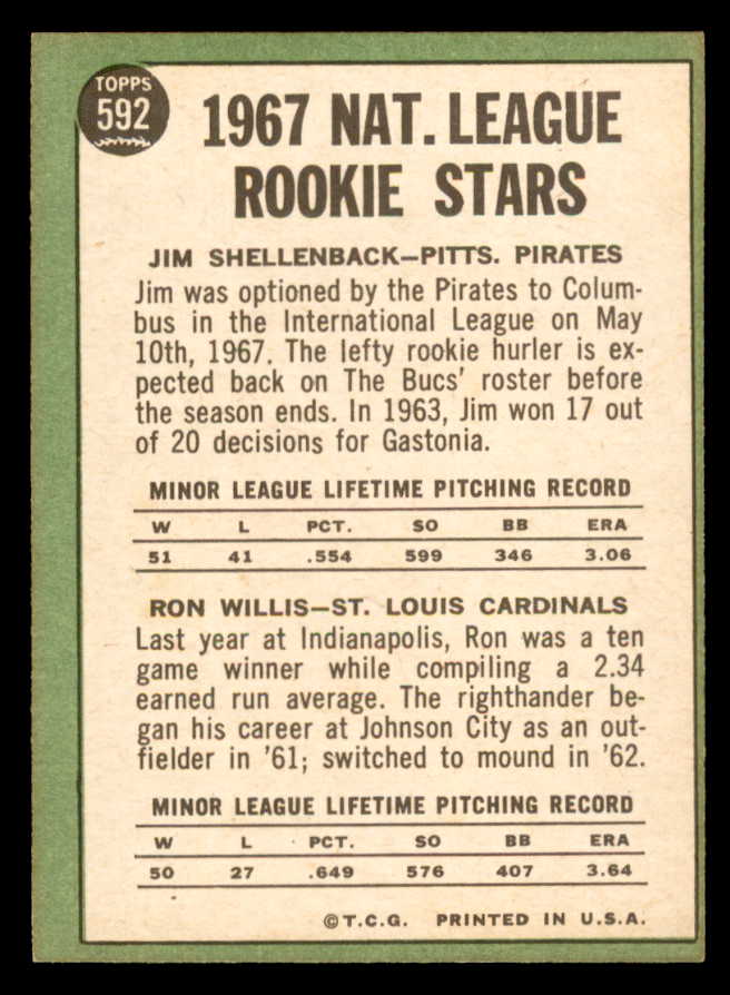 1967 Topps Baseball #592 Ron Willis Cardinals EX-MT 566111