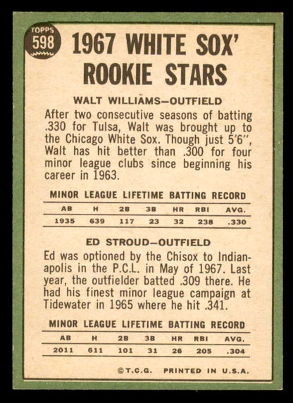 1967 Topps Baseball #598 Walt Williams White Sox NR-MT 566127