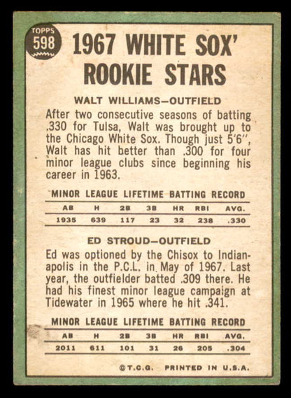 1967 Topps Baseball #598 Walt Williams White Sox VG-EX 566129