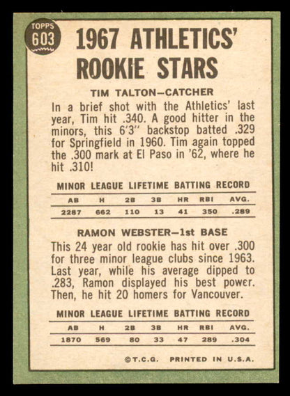1967 Topps Baseball #603 Ramon Webster A's NR-MT 566139