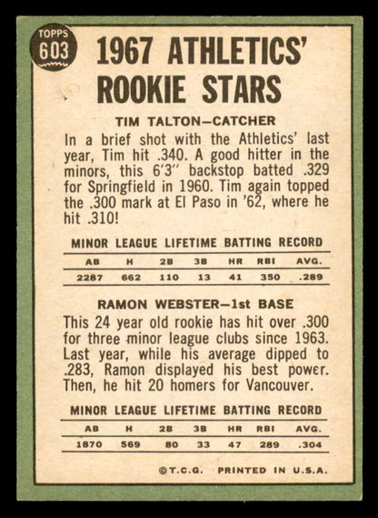 1967 Topps Baseball #603 Ramon Webster A's NR-MT 566140
