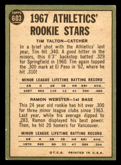 1967 Topps Baseball #603 Ramon Webster A's EX 566141