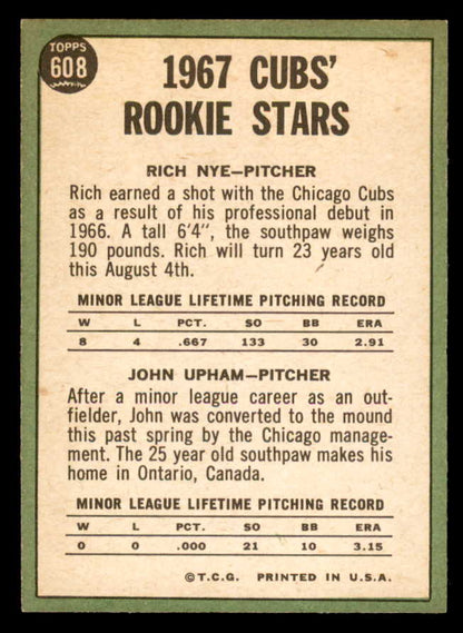 1967 Topps Baseball #608 Rich Nye Cubs EX-MT 566154