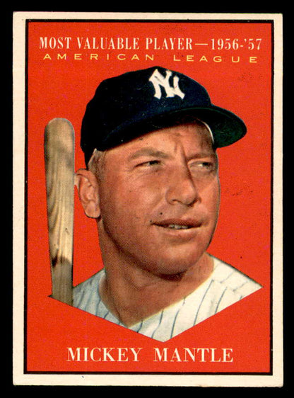 1961 Topps Baseball #475 Mickey Mantle MVP Yankees VG-EX back crease 566161
