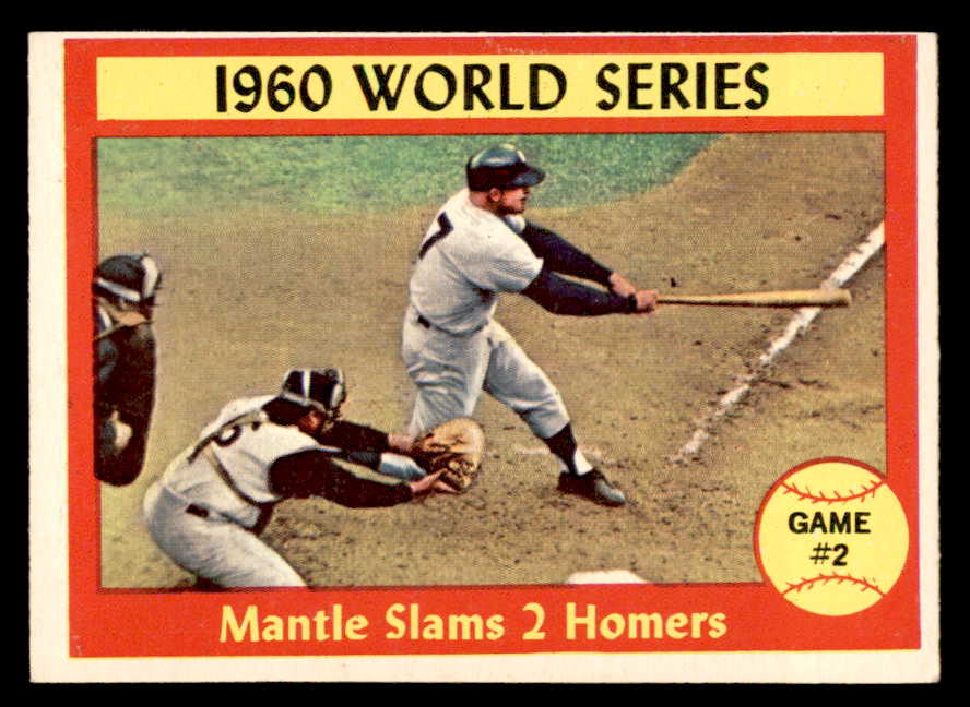 1961 Topps Baseball #307 World Series Game 2 Mickey Mantle EX 566162