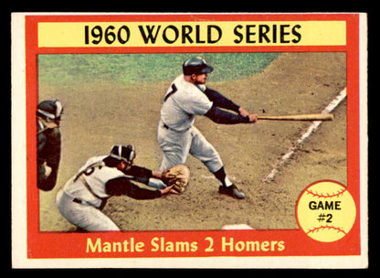 1961 Topps Baseball #307 World Series Game 2 Mickey Mantle EX 566162