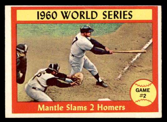 1961 Topps Baseball #307 World Series Game 2 Mickey Mantle EX 566162