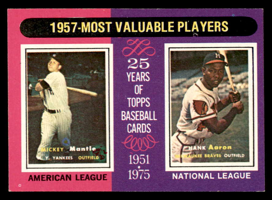 1975 Topps Baseball #195 Mickey Mantle Hank Aaron NR-MT 566173