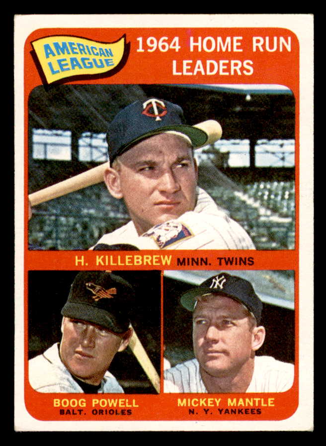 1965 Topps Baseball #  3 A.L. Home Run Leaders Mickey Mantle EX-MT 566177