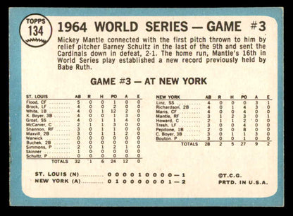 1965 Topps Baseball #134 World Series Game 3 Mickey Mantle EX-MT 566178