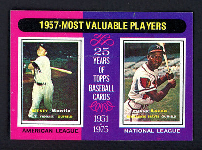 1975 Topps Mini Baseball #195 Mickey Mantle Hank Aaron NR-MT 566185