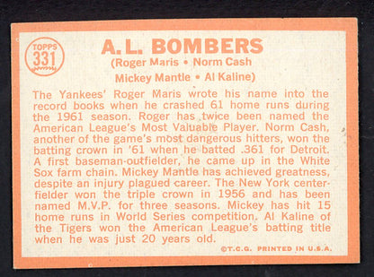 1964 Topps Baseball #331 Mickey Mantle Al Kaline Roger Maris EX-MT 566187