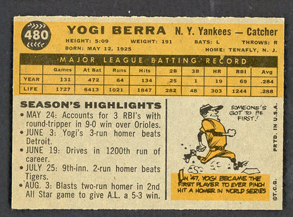 1960 Topps Baseball #480 Yogi Berra Yankees EX-MT 566188