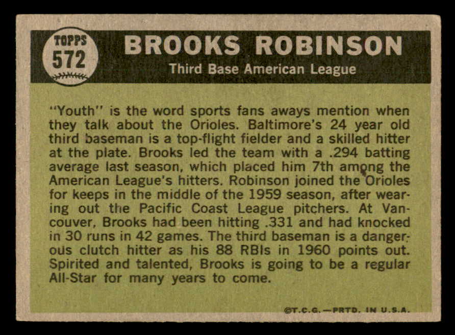 1961 Topps Baseball #572 Brooks Robinson A.S. Orioles VG 566197