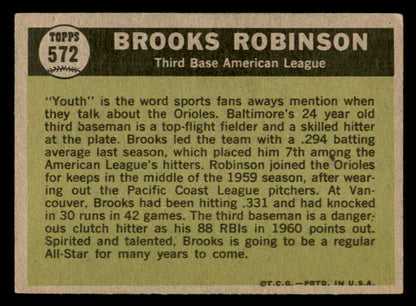 1961 Topps Baseball #572 Brooks Robinson A.S. Orioles VG 566197