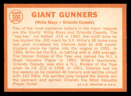 1964 Topps Baseball #306 Willie Mays Orlando Cepeda EX 566200