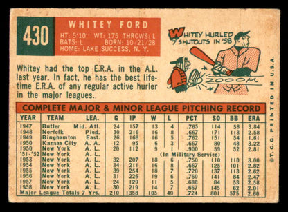 1959 Topps Baseball #430 Whitey Ford Yankees VG 566204