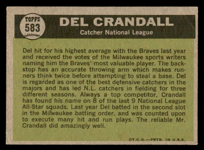 1961 Topps Baseball #583 Del Crandall A.S. Braves VG 566212