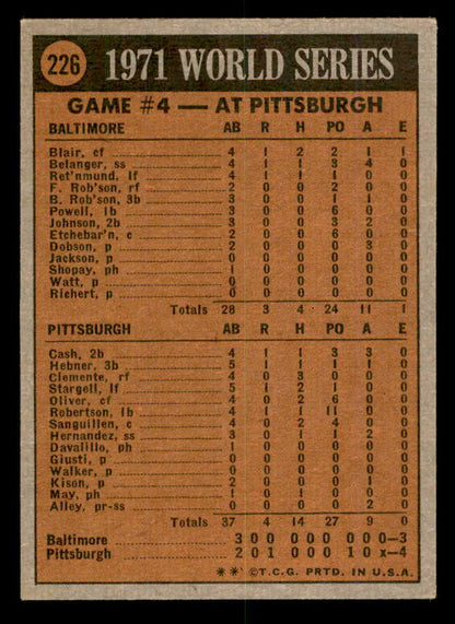 1972 Topps Baseball #226 World Series Game 4 Clemente VG-EX 566215