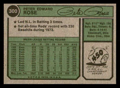 1974 Topps Baseball #300 Pete Rose Reds NR-MT 566229