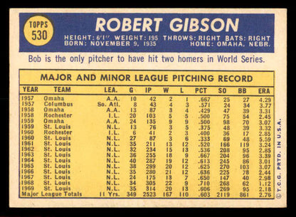 1970 Topps Baseball #530 Bob Gibson Cardinals NR-MT 566232