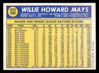 1970 Topps Baseball #600 Willie Mays Giants EX-MT 566237
