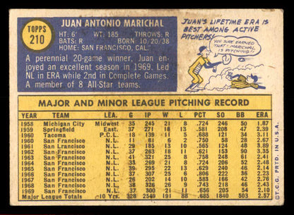1970 Topps Baseball #210 Juan Marichal Giants EX 566239