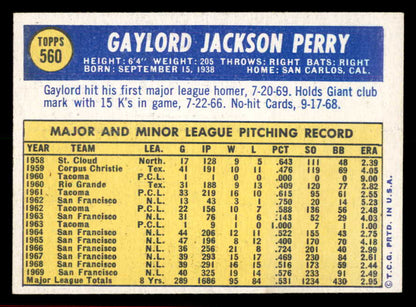 1970 Topps Baseball #560 Gaylord Perry Giants NR-MT 566246