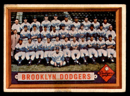 1957 Topps Baseball #324 Brooklyn Dodgers Team VG 566253