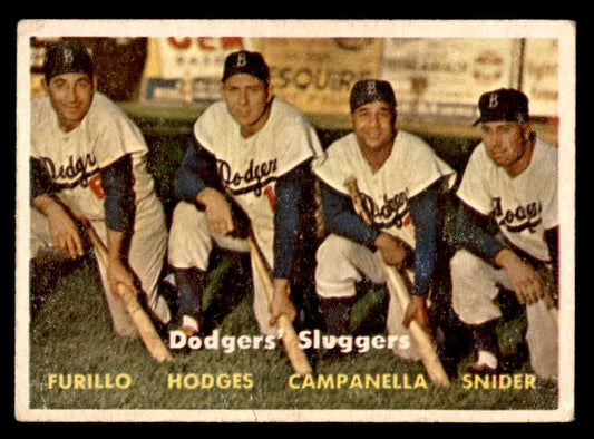 1957 Topps Baseball #400 Roy Campanella Duke Snider Gil Hodges VG 566278