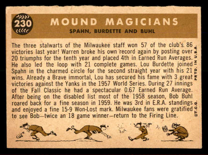 1960 Topps Baseball #230 Warren Spahn Lou Burdette EX 566296