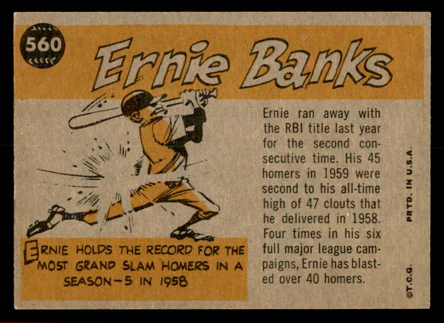 1960 Topps Baseball #560 Ernie Banks A.S. Cubs EX 566307